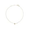 Made in Italy Dainty Cross Mirror Chain Anklet in 10K Solid Gold - 10"