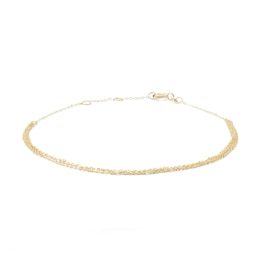 Made in Italy Layered Cable Chain Anklet in 10K Solid Gold - 10&quot;