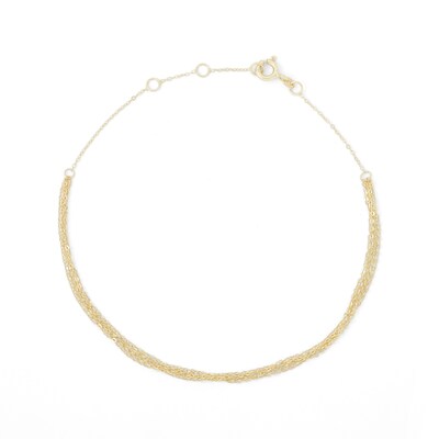 Made in Italy Layered Cable Chain Anklet in 10K Solid Gold - 10"
