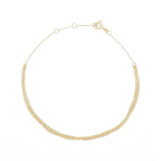 Made in Italy Layered Cable Chain Anklet in 10K Solid Gold - 10"