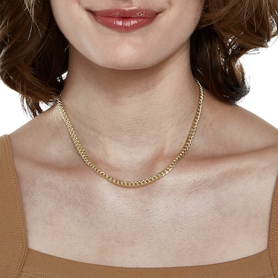 10K Semi-Solid Gold Miami Curb Chain - 16"