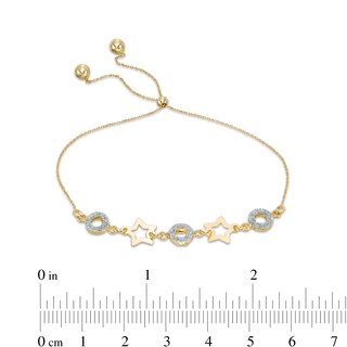 Made in Italy Glitter Enamel "O" and Star Bolo Bracelet in 10K Gold - 9"