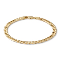 10K Semi-Solid Gold Miami Curb Chain Bracelet Made in Italy - 7&quot;