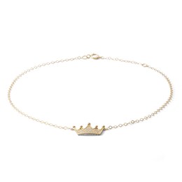 Cubic Zirconia Crown Anklet in 10K Solid Gold - 10&quot;