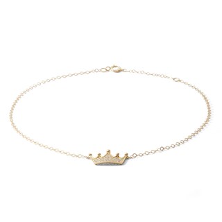 Cubic Zirconia Crown Anklet in 10K Solid Gold - 10"