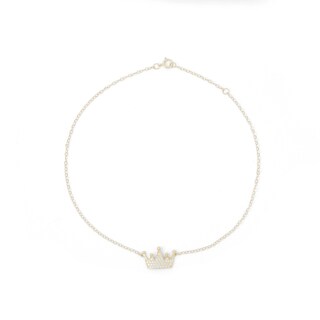 Cubic Zirconia Crown Anklet in 10K Solid Gold - 10"
