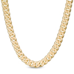 Made in Italy Reversible 5.2mm Textured Curb Chain Necklace in 10K Hollow Gold - 20&quot;