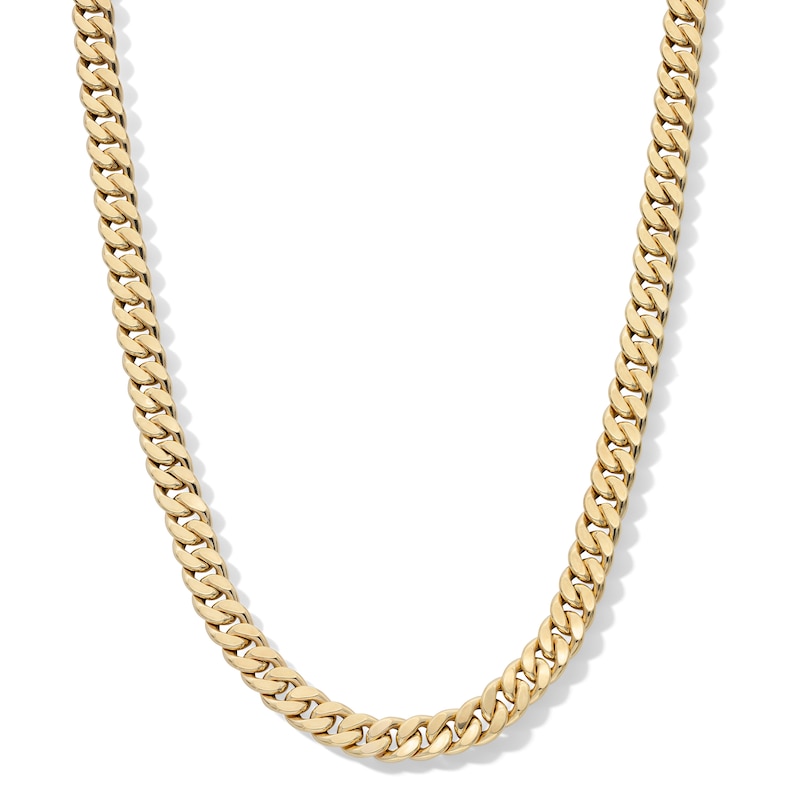 Made in Italy Reversible 5.2mm Textured Curb Chain Necklace in 10K Hollow Gold - 20"