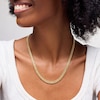 Thumbnail Image 1 of Made in Italy Reversible 5.2mm Textured Curb Chain Necklace in 10K Hollow Gold - 20"