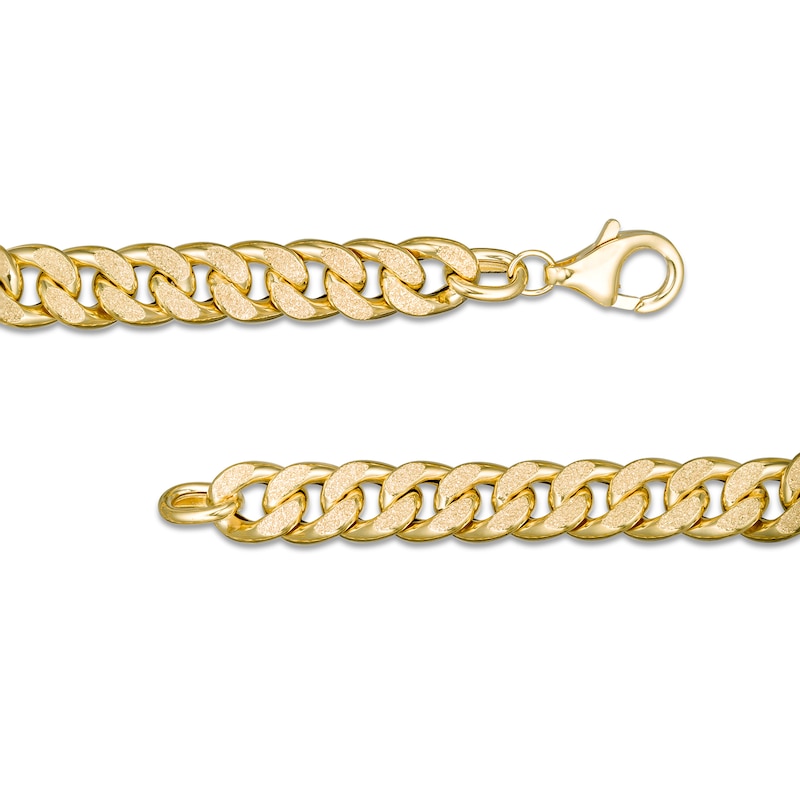 Made in Italy Reversible 5.2mm Textured Curb Chain Necklace in 10K Hollow Gold - 20"