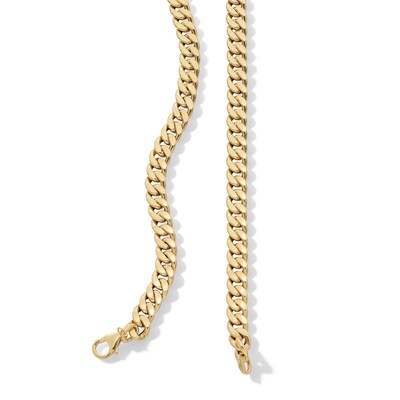 10K Hollow Gold Reversible Textured Curb Chain Made in Italy - 20"
