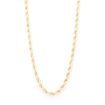 028 Gauge Rope Chain Necklace in 10K Hollow Gold - 18"