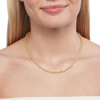 028 Gauge Rope Chain Necklace in 10K Hollow Gold - 18"