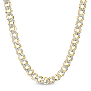 120 Gauge Semi-Solid Cuban Curb Chain Necklace in 10K Two-Tone Gold - 26"
