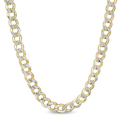 120 Gauge Semi-Solid Cuban Curb Chain Necklace in 10K Two-Tone Gold - 26"