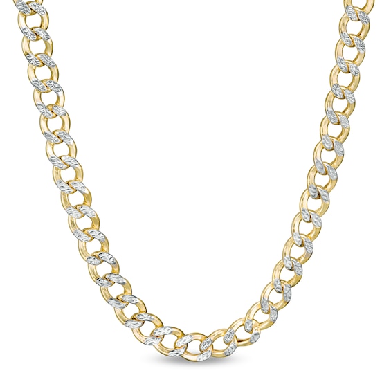 120 Gauge Semi-Solid Cuban Curb Chain Necklace in 10K Two-Tone Gold - 26"
