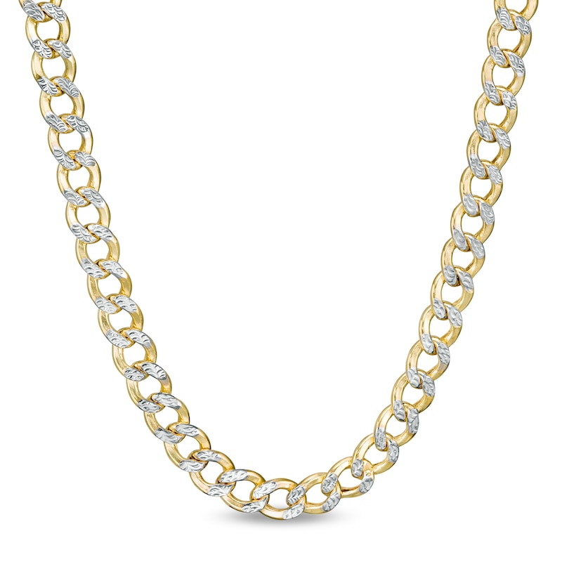 120 Gauge Semi-Solid Cuban Curb Chain Necklace in 10K Two-Tone Gold - 26"