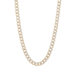4.9mm Semi-Solid Cuban Curb Chain Necklace in 10K Solid Two-Tone Gold - 16&quot;