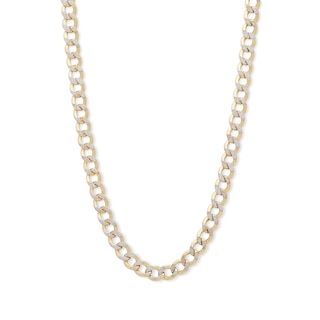 10K Semi-Solid Gold Cuban Curb Two-Tone Chain - 16"