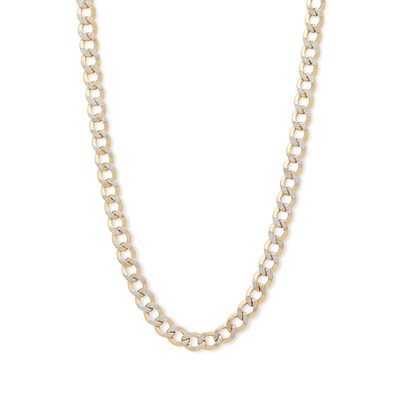 10K Semi-Solid Gold Cuban Curb Two-Tone Chain - 16"