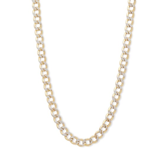 10K Semi-Solid Gold Cuban Curb Two-Tone Chain - 16"