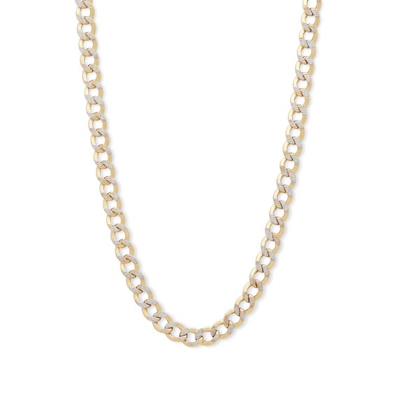 10K Semi-Solid Gold Cuban Curb Two-Tone Chain - 16"