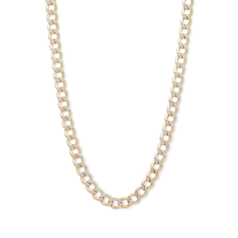 10K Semi-Solid Gold Cuban Curb Two-Tone Chain - 16"