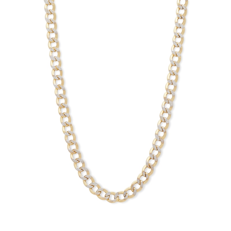 10K Semi-Solid Gold Cuban Curb Two-Tone Chain - 16"