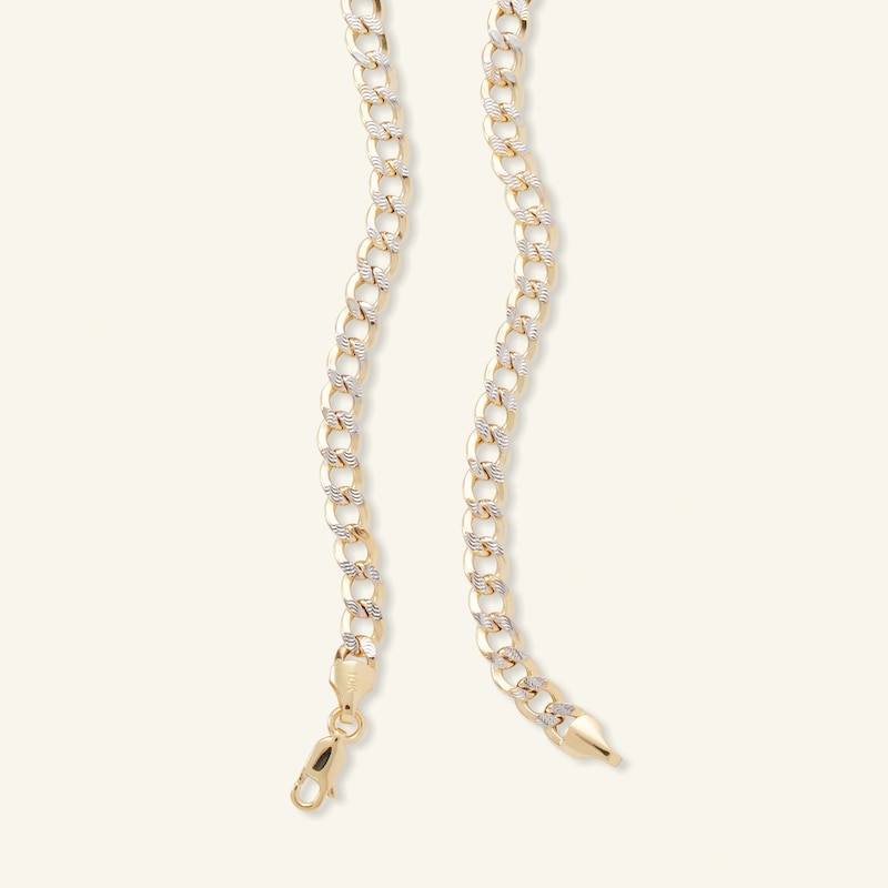 10K Semi-Solid Gold Cuban Curb Two-Tone Chain - 16"