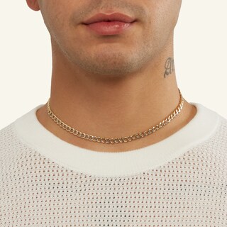 10K Semi-Solid Gold Cuban Curb Two-Tone Chain - 16"