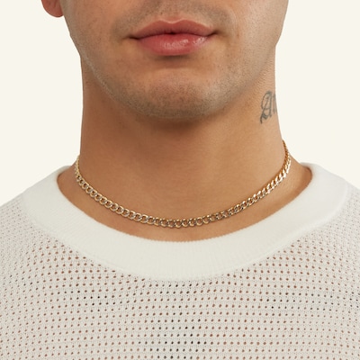 10K Semi-Solid Gold Cuban Curb Two-Tone Chain - 16"