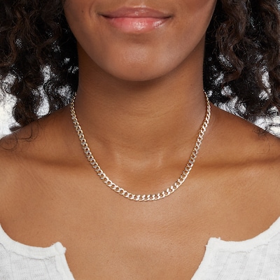 10K Semi-Solid Gold Cuban Curb Two-Tone Chain - 16"