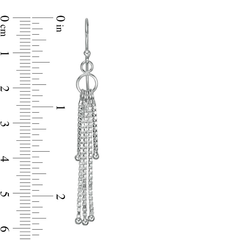 Main Image 2 of Box Chain Tassel Drop Earrings in Sterling Silver