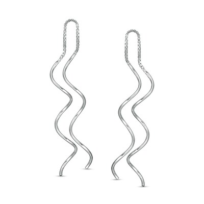Wavy Threader Drop Earrings in Sterling Silver