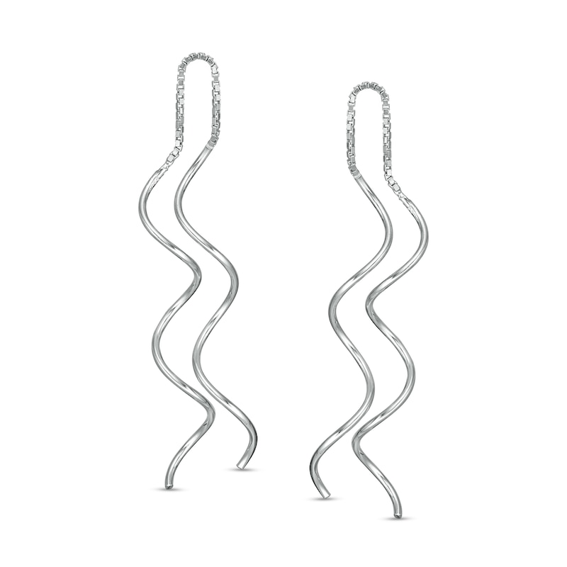 Wavy Threader Drop Earrings in Sterling Silver