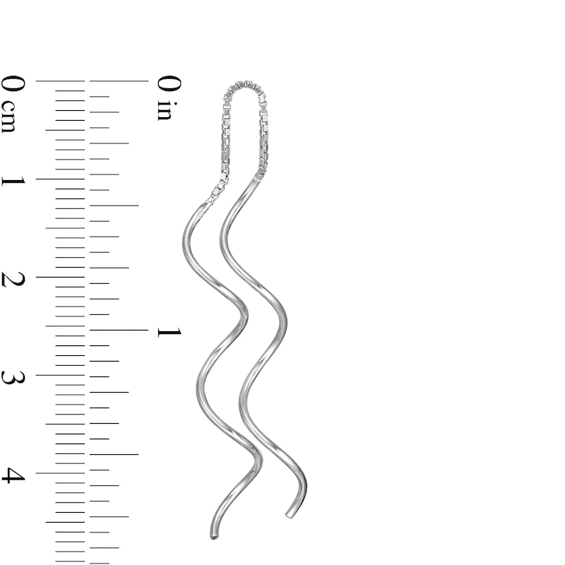 Main Image 2 of Wavy Threader Drop Earrings in Sterling Silver