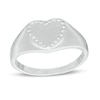 Cubic Zirconia Border Heart-Shaped Signet Ring in Sterling Silver - Size 7