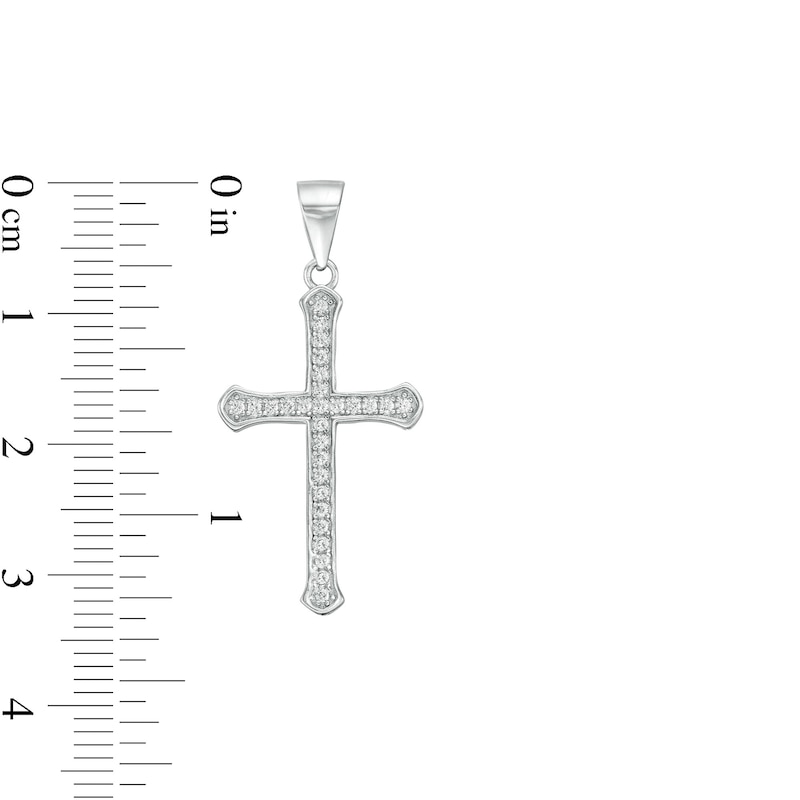 Main Image 2 of Cubic Zirconia Gothic-Style Cross Necklace Charm in Sterling Silver