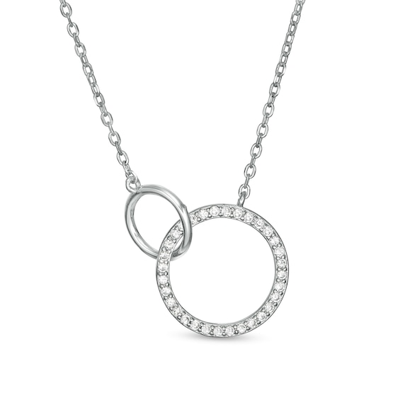 Cubic Zirconia Interlocking Circles Necklace in Sterling Silver
