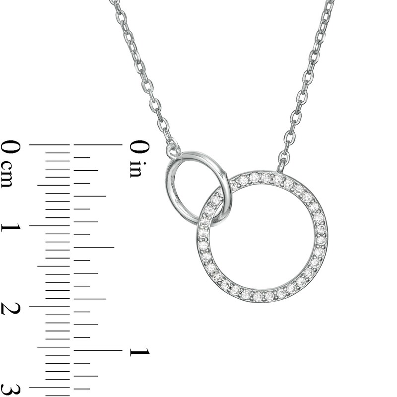 Main Image 3 of Cubic Zirconia Interlocking Circles Necklace in Sterling Silver