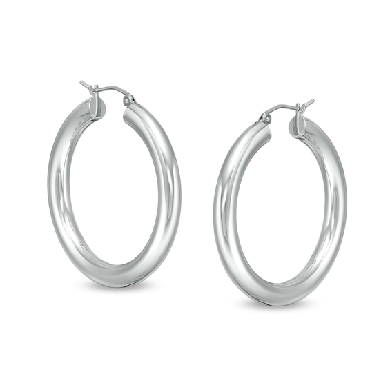 35mm Tube Hoop Earrings in Sterling Silver