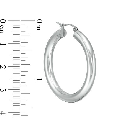 35mm Tube Hoop Earrings in Sterling Silver