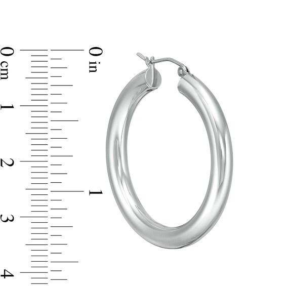 35mm Tube Hoop Earrings in Sterling Silver