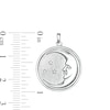 Cubic Zirconia Crescent Moon Medallion Charm in Sterling Silver