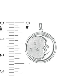 Cubic Zirconia Crescent Moon Medallion Charm in Sterling Silver