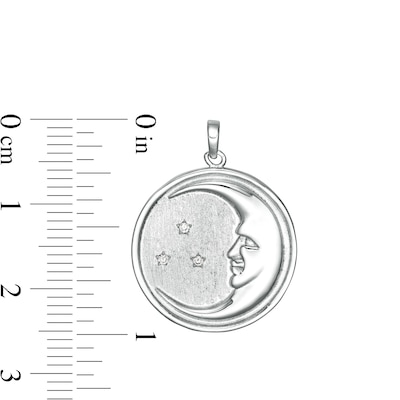 Cubic Zirconia Crescent Moon Medallion Charm in Sterling Silver