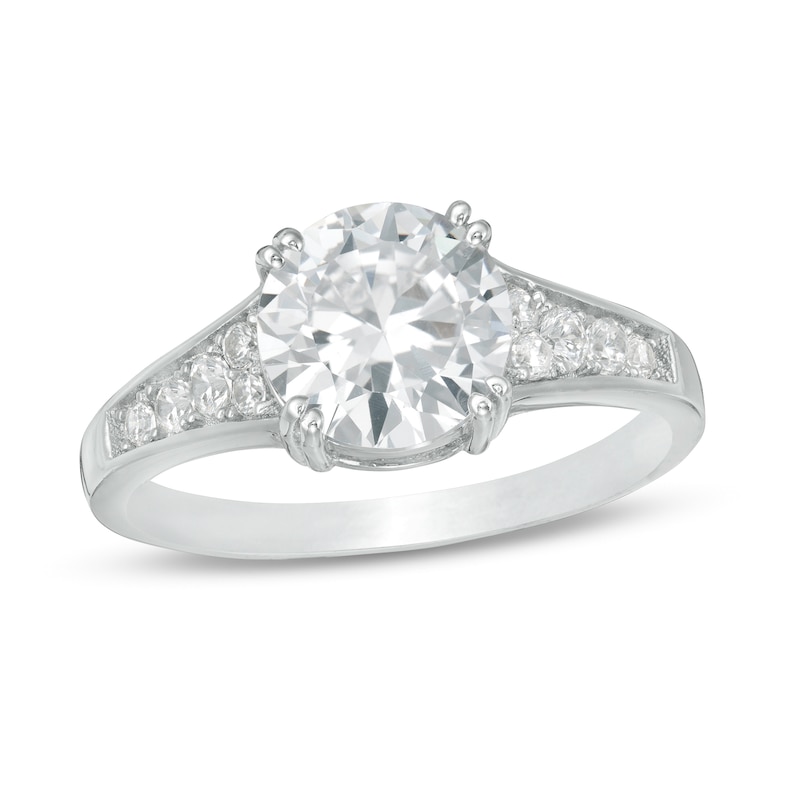 8mm Cubic Zirconia Ring in Sterling Silver - Size 7