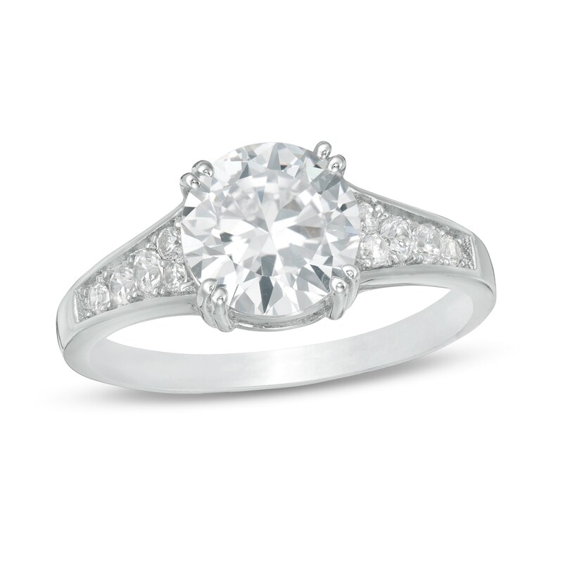 8mm Cubic Zirconia Ring in Sterling Silver - Size 7