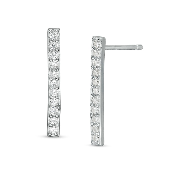 Cubic Zirconia Bar Drop Earrings in Sterling Silver