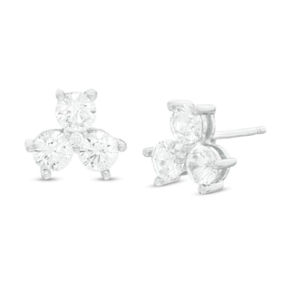 Cubic Zirconia Trio Stud Earrings in Sterling Silver